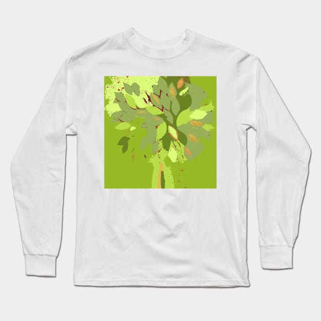 Tree, spring leaf green yellow fiber art textile photography mixed media digital Long Sleeve T-Shirt by djrunnels